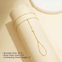 Initial Hand Chain For Women - Dainty Gold Ring Bracelet Hand Chain For Women , Letter A-Z Initial Link Charm Bracelets Personalized Gold Jewelry Gifts - 金色 - 查看 6