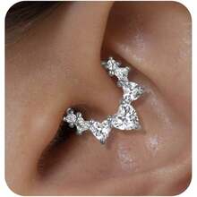 Cercei Daith pentru cartilaj pentru femei, cercei mici din aur, piercing hipoalergenic cu Helix, Huggie, titan, oțel chirurgical 14k, implant de diamant, bijuterii din zirconiu cubic