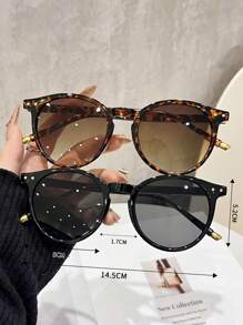 2pcs Leopard Pattern Bohemian Style Fashion Eyeglasses For Women, All Season - Multicolor - View 3