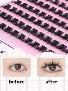 96片装假睫毛套装，CC卷翘，免胶设计，卡通风格化妆睫毛。完美契合动漫和时尚造型 - 初学者友好，持久耐用，轻盈易造型。可重复使用。睫毛簇，睫毛簇，单根睫毛，睫毛，假睫毛 - CC - 查看 6