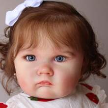 Muñeca de Body de tela grande y gruesa de 60 cm (24 pulgadas) con piel pintada en 3D con venas vasculares, de vinilo suave, bebé reborn niña princesa recién nacida y niña pequeña como regalo de cumpleaños