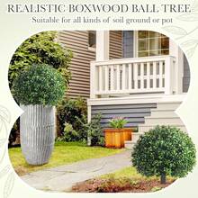Set Of 2 24 Inch Artificial Topiary Boxwood Ball Trees With Ground Spikes, Realistic Outdoor Fake Bush Plants, Artificial Cedar Balls Artificial Bushes Plastic Plants For Outdoor Indoor Front Porch Garden Decoration - 綠色 - 查看 4