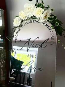 1pc 55 * 40 Cm Blank Acrylic Mirror Gold/Silver Wedding Sign, Bridal Shower Sign, Wedding Ceremony And Reception Sign, DIY Newlywed Couple Name, Wedding Date And Blessing Gift, Birthday, Graduation, Summer Beach, Back To School, Room Decor