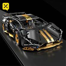 1pc 1340+Pcs Building Block Supercar Model Kit, 1:14 Scale Pink & White Sports Car, ABS Construction Toy, Educational Puzzle Game, With Ideal For Home Decor & Gifts For Teens & Adults - Multicolor - View 2