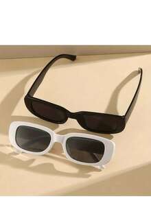 2pcs Retro Classic Oversized Fashion Glasses For Teens - Black And White Round Lenses, Durable PC Frame, Stylish Decorative Glasses For Casual Wear, Fashion Glasses For Teens, Playful Glasses, Polyacrylic Lenses - 米色 - 查看 3