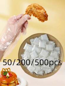 50pcs, 200pcs, 500pcs Individually Packaged Portable Disposable Gloves, Catering Crayfish Beauty Take-Out Thickening, Disposable Gloves, Individually Packaged, Kitchen Household Plastic Film, Catering, Thickening, Necessary For Hotel Catering And Tourism(Special Offers, New And Old Models, Random Delivery)