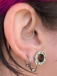 Un inel de nas la modă din opal, din oțel inoxidabil 316L, cu diafragmă, cercei unisex, bijuterii pentru piercing, hipoalergenic, ușor de curățat, cu un design cu balama închisă, poate fi folosit pentru cercei cu cartilajul urechii, cercei spiralați pentru urechi, cercei pentru lobul urechii, cercei cu dinți mari, cercei cu roată pentru urechi.