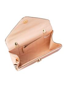 1pc Champagne Color Mirror Finish PU Women's Evening Bag, Smooth Mirror Surface Is The Perfect Fusion Of Elegance And Fashion, Can Be Handheld/Carried/Shoulder Bag/Crossbody, Suitable For Weddings/Parties/Galas/Formal Events