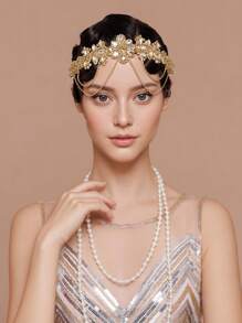 3 件套 1920 年代盖茨比风格轻佻女郎服装配饰套装 20 年代轻佻女郎头饰 复古珍珠项链手套派对头饰 女士