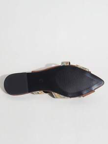 女士复古平底凉鞋，尖头，撞色设计，户外休闲度假凉鞋，春夏穿搭 - 棕色 - 查看 6