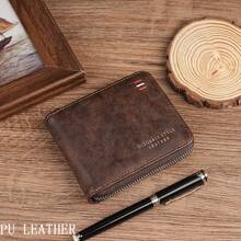 Vintage Multifunctional Bifold Wallet For Men PU Leather Multi-Card Zipper Wallet, ID Credit Card Wallet With ID Window, Minimalist Front Pocket Design, High-Capacity Money Clip, Perfect Gift For Men