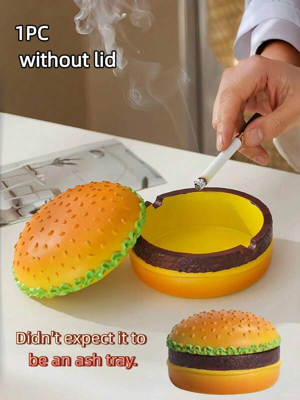 1 pièce / sans couvercle Cendrier créatif, cendrier en forme de hamburger mignon, cendrier moderne portable pour le bureau, convient pour la décoration de la maison et du bureau, cadeau fait main, excellent cadeau pour les hommes et les femmes (jaune)