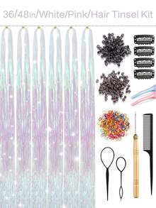 Hair Tinsel Sparkly Hair Extensions Set, For DIY Styling, Festival Looks & Party Hair Accessories