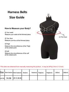 Dây nịt ngực bằng da PU thời trang phong cách đường phố dây nịt ngực bằng da phụ kiện Halloween thắt lưng có thể điều chỉnh - màu đen - Xem 8