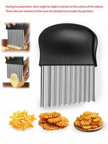 1pc Stainless Steel Potato Knife With Stainless Steel Blade And Plastic Handle, No Hand Injury, Wavy Cutter, Suitable For Cutting Shaped Ingredients, Suitable For Potatoes, Carrots And Other Vegetables, Household Kitchen Cutting Knife - Kitchen Accessories - Kitchen Utility Tools