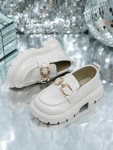 一双男女儿童英伦2025皮鞋公主鞋春秋新款黑色女童鞋软底乐福鞋超软 - 白色 - 查看 4