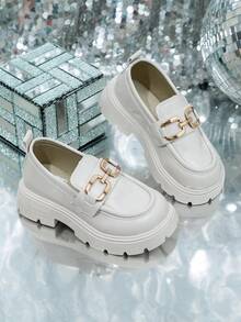 一双男女儿童英伦2025皮鞋公主鞋春秋新款黑色女童鞋软底乐福鞋超软 - 白色 - 查看 6