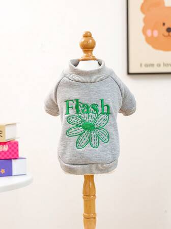 1 pieza Ropa para mascotas, Suéter redondo con estampado de margaritas lindo para perros y gatos pequeños, cálido y cómodo, adecuado para otoño/invierno