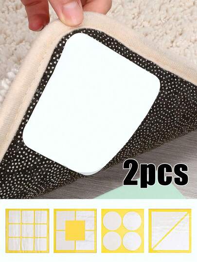 4/8/18 件地毯防滑固定胶带、PU 可水洗无残留可重复使用地毯胶带、可水洗固定贴纸、地毯胶带、防滑地毯垫夹，适用于硬木地板和瓷砖、地毯防滑夹，适用于区域地毯，室内使用，双面粘合地毯贴纸，使角落保持平整