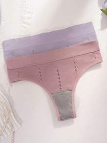 7pcs/Pack Women's Sexy Low Waist Ruffle Trim Hollow Out Seamless Breathable Thong Panties - Multicolor - View 7