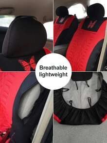 9件套（4件装）通用蝴蝶图案刺绣汽车座椅套，涤纶面料，四季通用，可手洗，适用于SUV、轿车、面包车等车型，兼容安全气囊，通用尺寸，轮胎形状，汽车座椅保护套，汽车座椅套全套，汽车配件 - 款式B - 查看 4