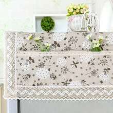 1 件 55x120cm 棉麻防尘罩冰箱罩洗衣机巾防尘冰箱布冰箱保护罩带储物袋