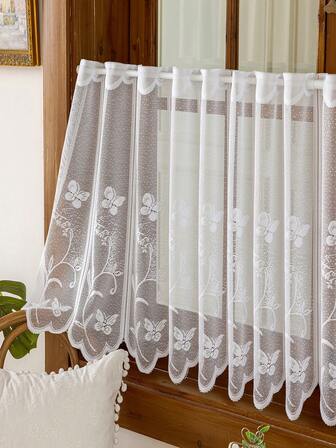 1 st bohemisk spetsgardinpanel, fönstergardiner, dörrgardin, blommönster, transparent polyestertyg, perfekt för vardagsrum, sovrum, kök och dörrdekor, ljusfiltrerande draperier | Rustik heminredning invecklade mönster, gardiner för vardagsrum