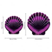 10pcs Iridescent Shell Design Paper Plates, Mermaid Theme Party Supplies, Tableware For Birthday, Holiday, Underwater Party