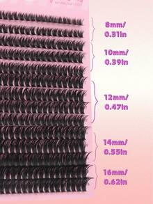 Wimpernverlängerungs-Set, 280 Stücke, 8-16mm gemischte Länge, künstliche Nerz-Wimpern D-Curl natürliche Dicke, russisches atemberaubendes Augen-Make-up, natürliche Wimpernverlängerung 3D Russischer Curl Make-up-Tool für Augen-Make-up, Wimpernbüschel, Einzelwimpern, Wimpern, Falsche Wimpern