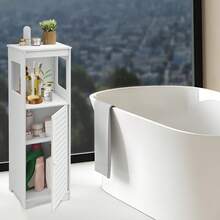 Mobiletto da bagno bianco con ventilazione (4 livelli) Moderno mobiletto portaoggetti in PVC con capacità di carico di 25 kg Ideale per bagno, toilette e camera degli ospiti