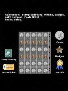 10 Pcs High-Transparency Coin Loose-Leaf Sheets With 20/30/42 Compartments. These Are Available Inner Pages Suitable For Banknote And Coin Loose-Leaf Albums. They Are Single-Sided High-Transparency Coin Album Pages. - Multicolor - View 7