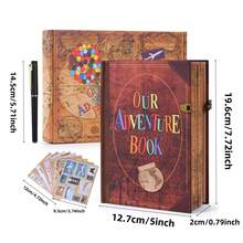 Travel Adventure Scrapbook Set - Lock Notebook Album Our Adventure Book 160 Pages Leather Binding Retro Adventure Quotes - DIY Scrapbook For Wilderness Explorers And Nature Enthusiasts Adult Recording Memory Diary - Luxury Gift For Travel Enthusiasts Anniversary Wedding Commemorative Book Halloween Christmas Valentine's Day Birthday Ideal Gift