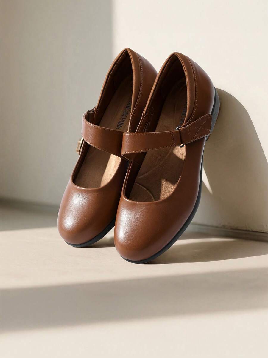 Women's Flats Arch Support Comfortable Casual Ballet Mary Business Office For Women Dressy And Work Ankle Strap Dress Flats Shoes - 棕色 - 查看 1