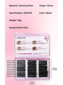 Pink Eyelash Book Length 10-18 (60D+80D+100D) Natural Heat Melt Eyelash Book With Three Rows Of Eyelash Extensions For DIY False Eyelashes - 粉色 - 查看 7