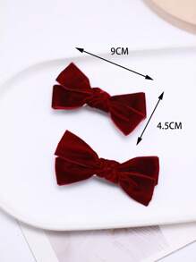 2pcs Women's Burgundy Velvet Bow Hair Clips, Cute Side Hairpins, Sweet Girl Hair Accessories Suitable For Daily, Christmas, Back To School, Date, Valentine's Day, Claw Clips, Hair Claws, Hair Slide, Hair Barrettes, Fall, Winter Outfit For Women, Bows