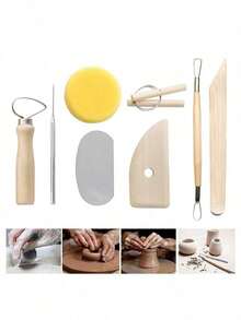 42pcs/Set Clay Sculpting Tools, Includes Ceramic Sculpting Knife, Apron, Clay Shaping Tools, Detailing Needles, Storage Bag