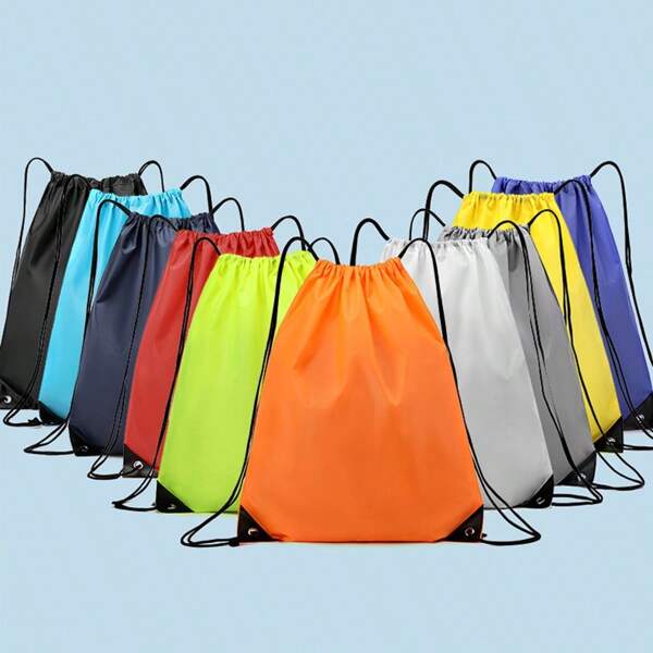 1pc Drawstring Bag, Double-Shoulder Folding Backpack, Sports Event Storage Bag, Outdoor Leisure Sports And Fitness Drawstring Bag Random Color
