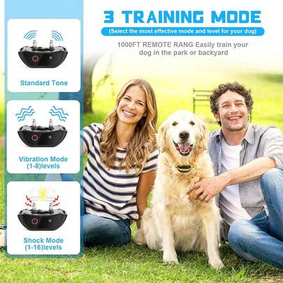 Electric Pet Dog Training Collar Shock Anti-Bark Electronic Remote Rechargeable