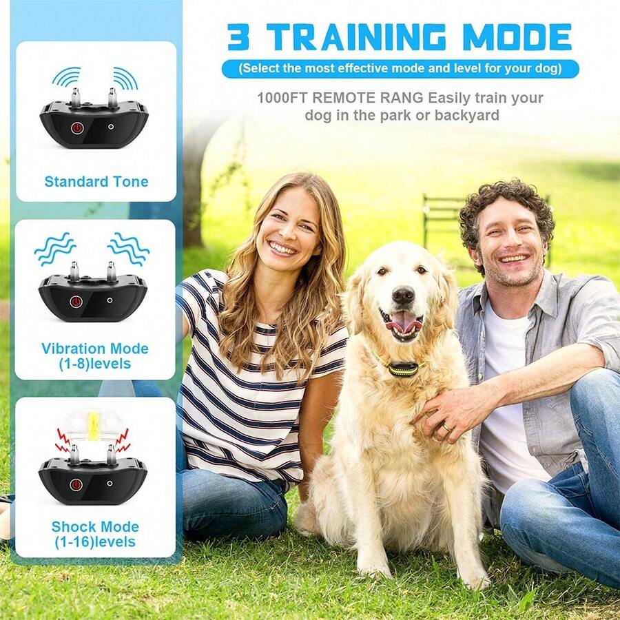 Electric Pet Dog Training Collar Shock Anti-Bark Electronic Remote Rechargeable - default - View 1