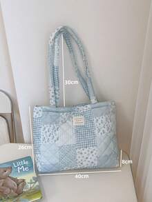 1个印花拼接女士优雅休闲手提包，多功能大容量单肩包，适合旅行、度假、收纳化妆品、洗漱用品，可装手机、钱包、卫生巾、钥匙、笔记本电脑、耳机、充电器、口红、香水、护肤品等——绝佳礼品之选 - 彩色 - 查看 9