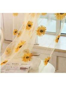 6PCS Sun Sunflower Curtains Kitchen Decoration Small Window Gauze Yellow Curtains Room Scarf Door Bed Bedroom Living Room Curtain Panel Flower Curtain Panel (Yellow, Blue, Green). - Nhiều màu - Xem 6