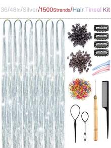 Hair Tinsel Sparkly Hair Extensions Set, For DIY Styling, Festival Looks & Party Hair Accessories