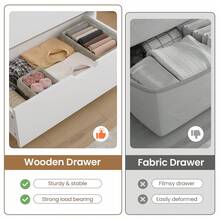 Tall 6 Drawer Dresser, Black Modern Chest Of Drawers For Bedroom,Closet Dressers With Drawers For Living Room, Entryway, Hallway - 白色 - 查看 5