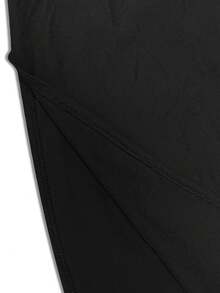 Elegant Women's Long Sleeve V-Neck Knit Belted Waist A-Line Dress, Casual Bohemian Vintage Style - 黑色 - 查看 5