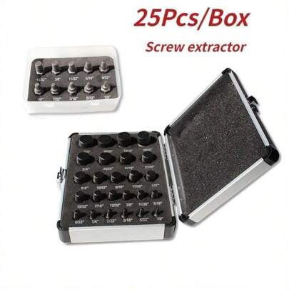 25Pcs Screw Extractor Set Hex Head Multi-Spline Easy Out Bolt Extractor Set For Removing Stripped Rounded Damaged Broken Screws & Bolts