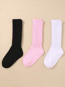 3双粉色儿童毛圈袜女童袜不到膝盖，适合秋冬季，适合日常穿着和媒体使用 - 彩色 - 查看 6