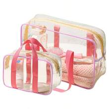 1 chiếc túi nhựa trong suốt, túi đi biển PVC dung tích lớn dành cho nữ, túi xách tay, túi đựng mỹ phẩm, túi đựng đồ dùng vệ sinh cá nhân, túi chống thấm nước dùng trong nhà tắm và hồ bơi, túi đeo vai đựng đồ dùng vệ sinh cá nhân. - Nhiều màu - Xem 8