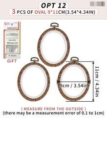 مجموعة 3 قطع/4 قطع من حلقات التطريز الخشبية البنية الرجعية المزيفة DIY، إطارات غرزة الصليب، إطارات إبرة الثقب، مصنوعة من ABS وPVC متينة، مع خطافات معدنية نحاسية للتعليق، مناسبة لديكور عيد الميلاد والهالوين، الأكياس والملابس والهواتف والمفاتيح والإكسسوارات الشعرية والمكتب والسرير والسيارة، تشمل 16 إبرة تطريز