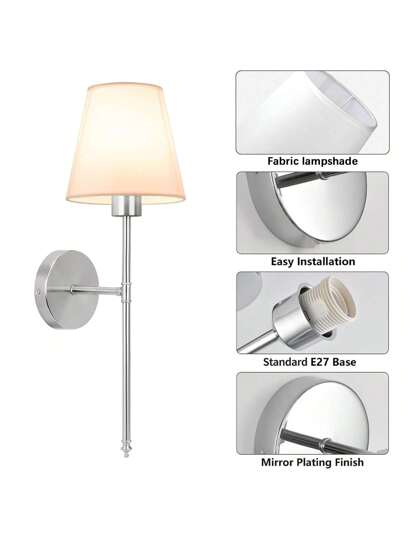 Wand Sconces, Bathroom Vanity Sconces Lighting Wit Fabric Shades, Wireless Installation, Battery Charging, Remote Control Industrial Lamps, Lights Bedroom Living Room Kitchen view 5