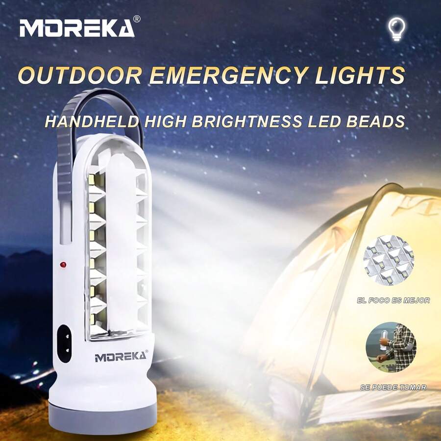 MOREKA linterna de luz de emergencia portátil, luz LED 3 en 1, luz para acampar al aire libre, puede ser portátil o iluminación interior